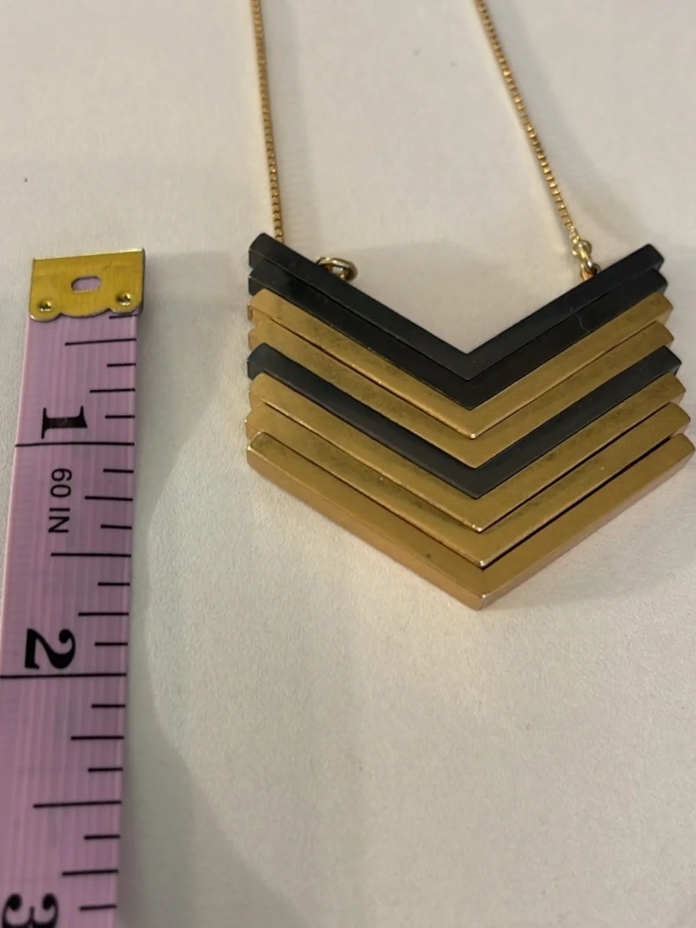 Madewell Layered Chevron Pendant Necklace in Gold and Gray - Picture 7 of 7